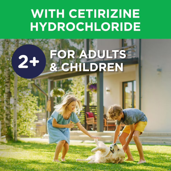 Piriteze Children’s Hayfever & Allergy Syrup. Sugar Free, Banana Flavour Syrup containing cetirizine (antihistamine), 2 Years+, 70ml | Packaging May Vary - Image 4